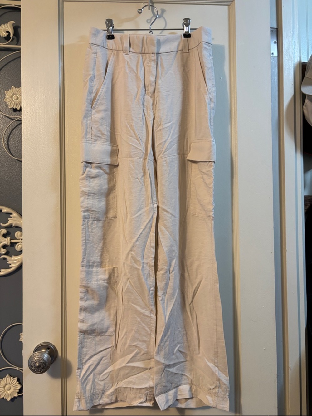 H&M Women’s Cream Cargo Wide-Leg Trousers